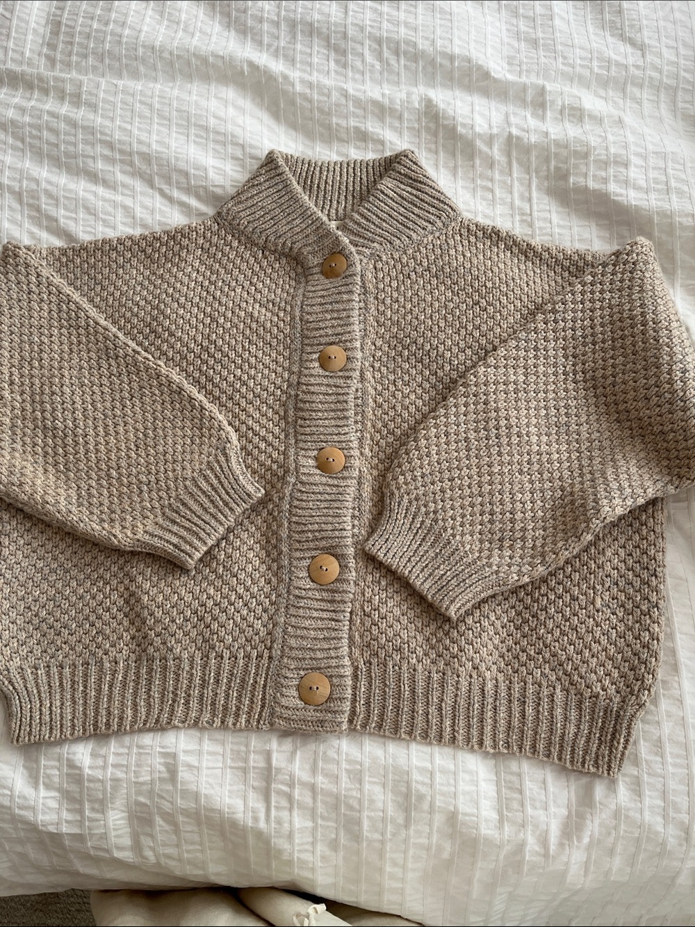 Wol Hide Box Bomber Cardigan in Limestone